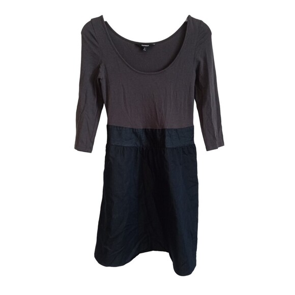 Express black and grey swoop neck color block long sleeve dress - Picture 1 of 6